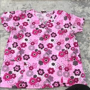 Floral Pink Scrub Top